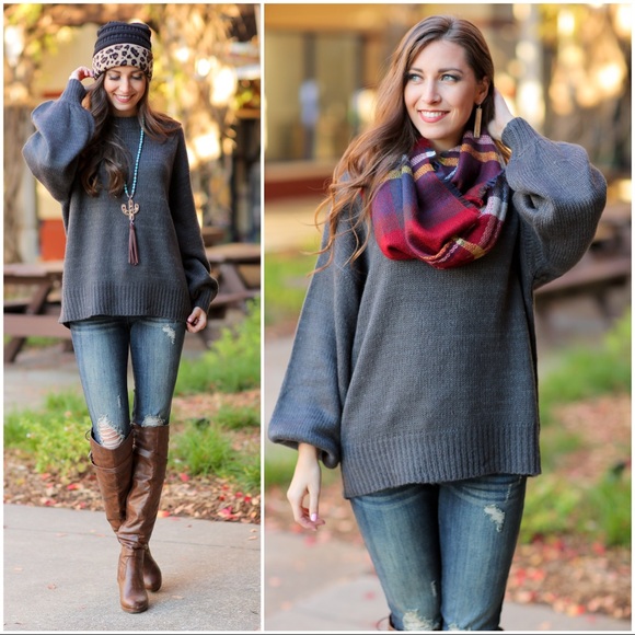 ✨LAST ONE✨Charcoal Cozy Knit Sweater - Picture 4 of 5